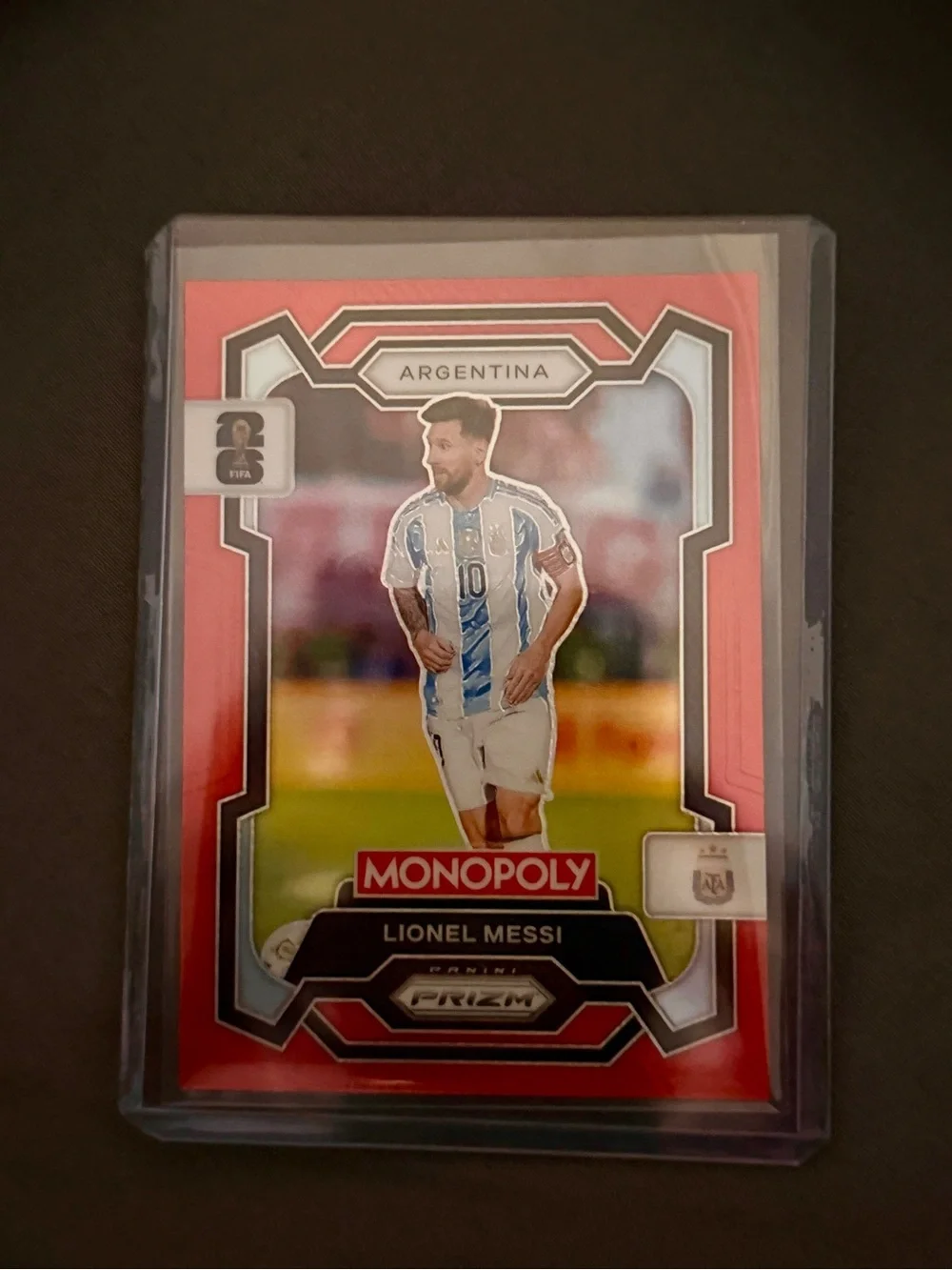 2026 MONOPOLY LIONEL MESSI ARGENTINA PANINI PRIZM FIFA TRADING CARD RED